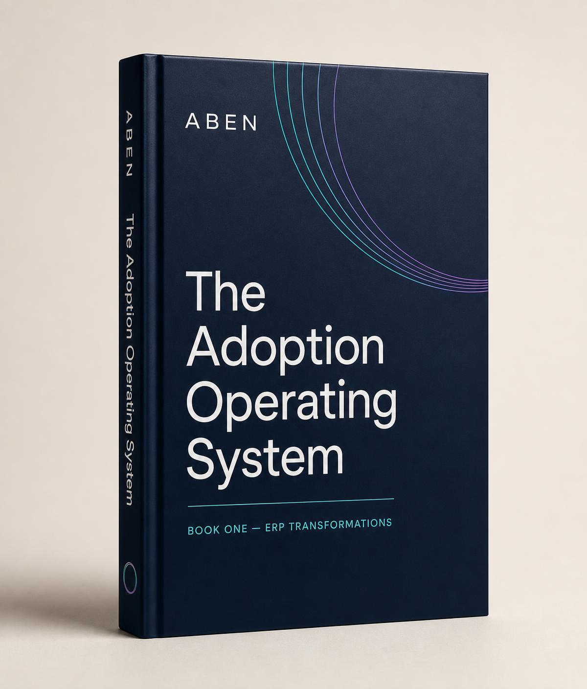 Hardcover mockup of The Adoption Operating System, Book One   ERP Transformations